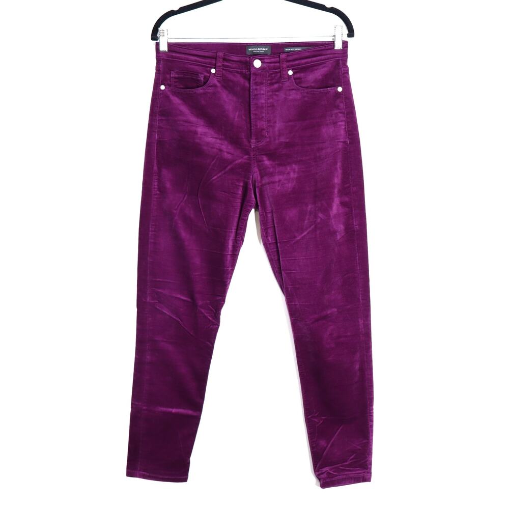 BANANA REPUBLIC Skinny Velvet Pant Dried Morello Purple High Rise Women's 29